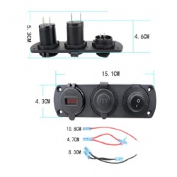 Dual USB Car Charger Socket Panel with 12V Cigarette Lighter Socket Splitter, LED Voltmeter and Independent Switch for 12V 24V Vehicles Car Boat Truck Caravan