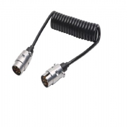 7 Pin Metal Trailer Plugs w/curly extension Cable Lead Male To Male 12V Trailer Lighting Board